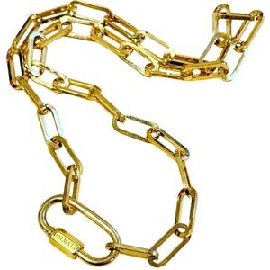 Dalmata D Paper clip chain lock Necklace gold plated Gothic Punk collar MOD 19"